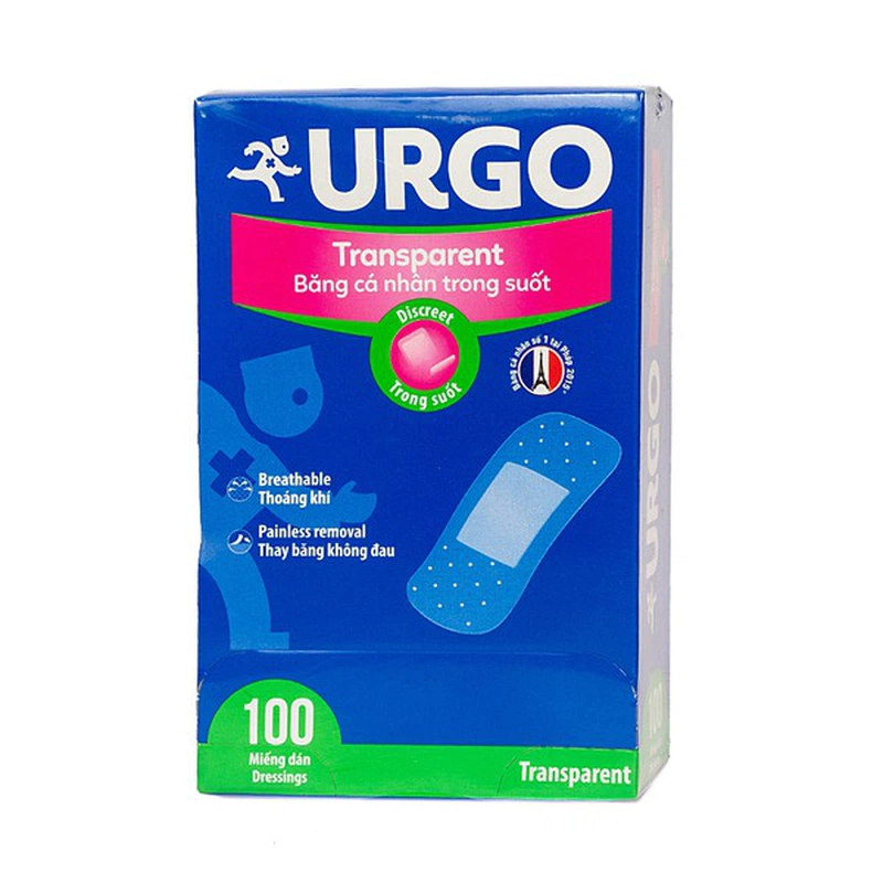 băng cá nhân trong suốt Urgo Transparent Assorted 100 miếng