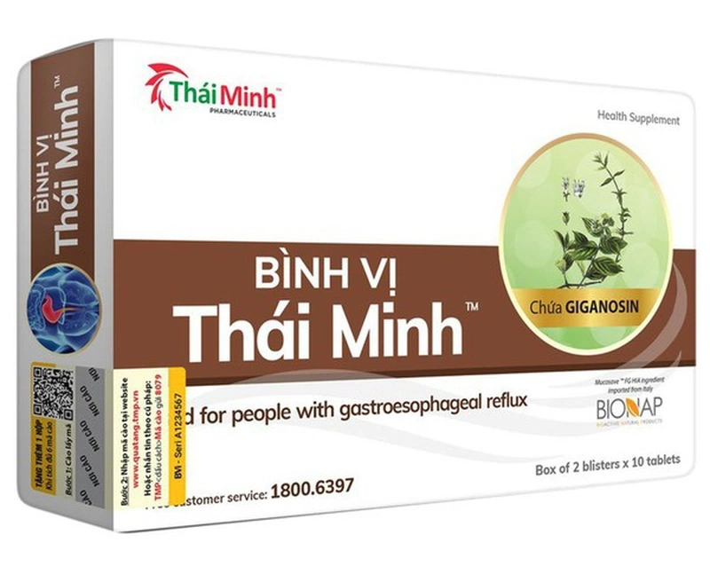 Viên uống hỗ trợ trào ngược, viêm loét dạ dày Bình Vị Thái Minh 2x10 1