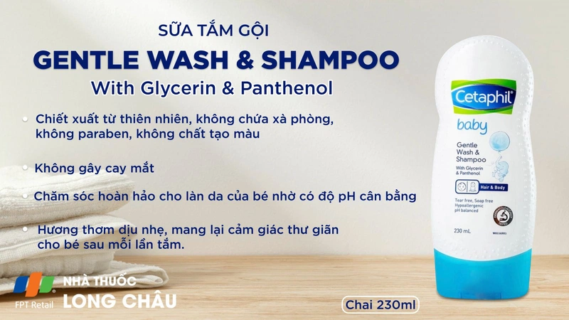 Sữa tắm gội toàn thân cho bé Cetaphil Baby Gentle Wash & Shampoo 1